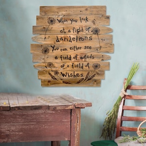 Dandelion Wall Art, A Field Of Wishes, Inspirational Decor, Flower Wall Art, Dandelions Picture On Wood, Large Wall Art, Unique Wall Art