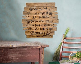 Dandelion Wall Art, A Field Of Wishes, Inspirational Decor, Flower Wall Art, Dandelions Picture On Wood, Large Wall Art, Unique Wall Art