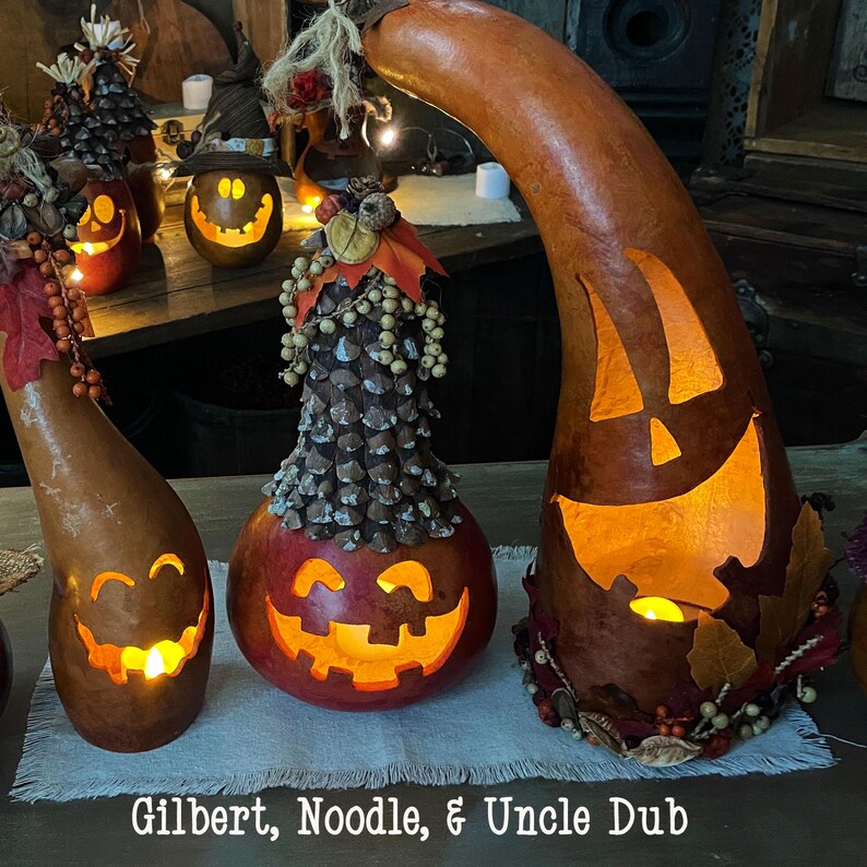 Fall Gourd, Silly Halloween Pumpkin Decor With Candle, Autumn Table