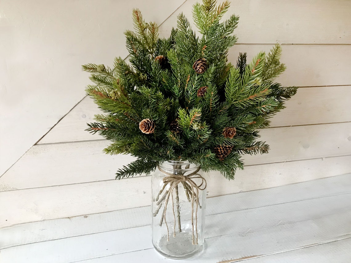 Fraser Fir Pine Spraychristmas Greenery Vase Fillerflower Etsy