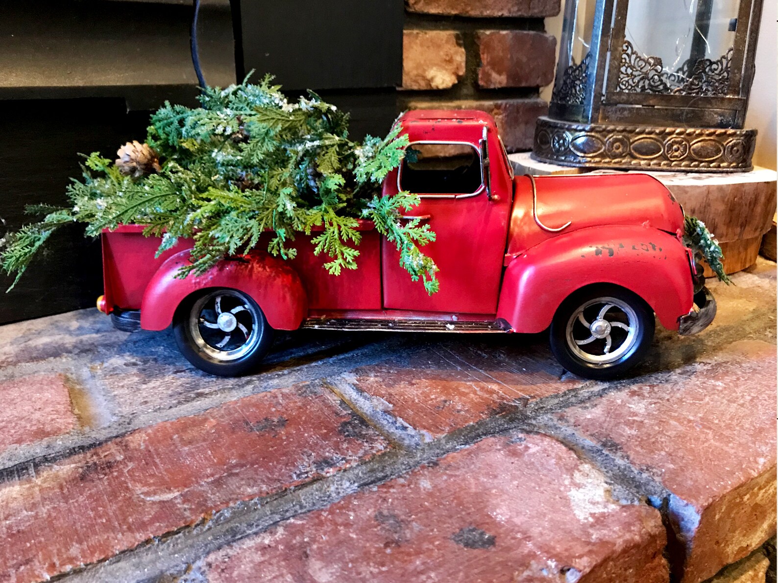 Red Truck Flower Arrangement Antique Truck Rustic Etsy