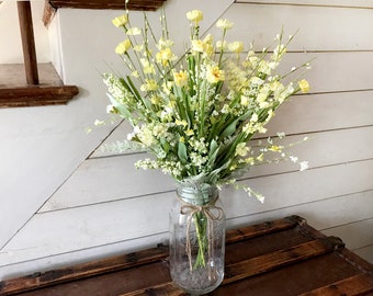 Faux Flower For Vase, Artificial Wildflowers Arrangement, Rustic table Centerpiece, Vase Filler
