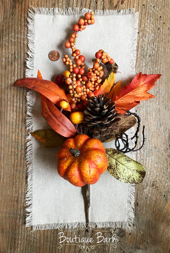 Fall Floral Pick/Fall Floral Stem/Pumpkin Decor/Fall Etsy