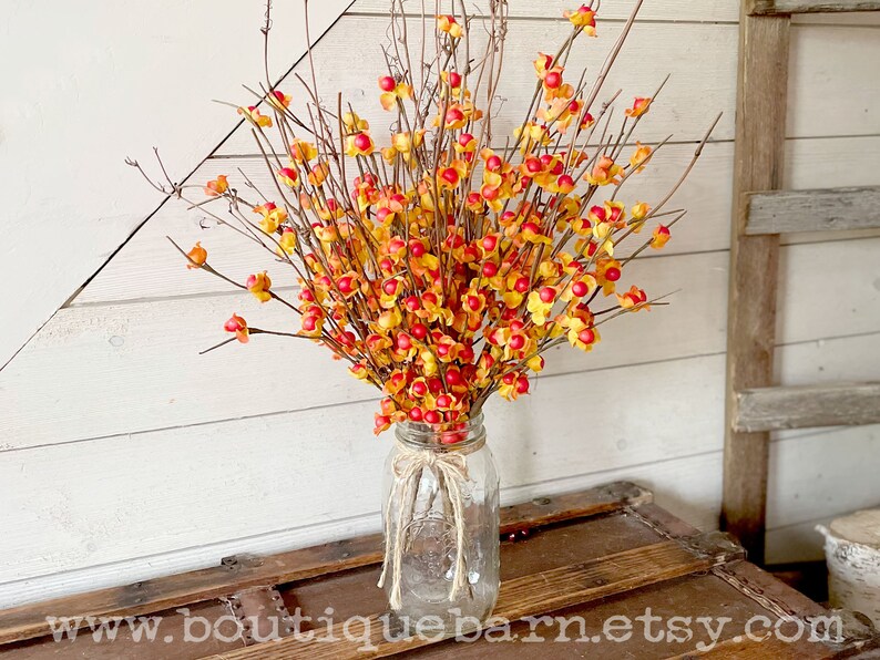 Artificial Bittersweet Branch Fall Foliage Spray Decorative Etsy Canada