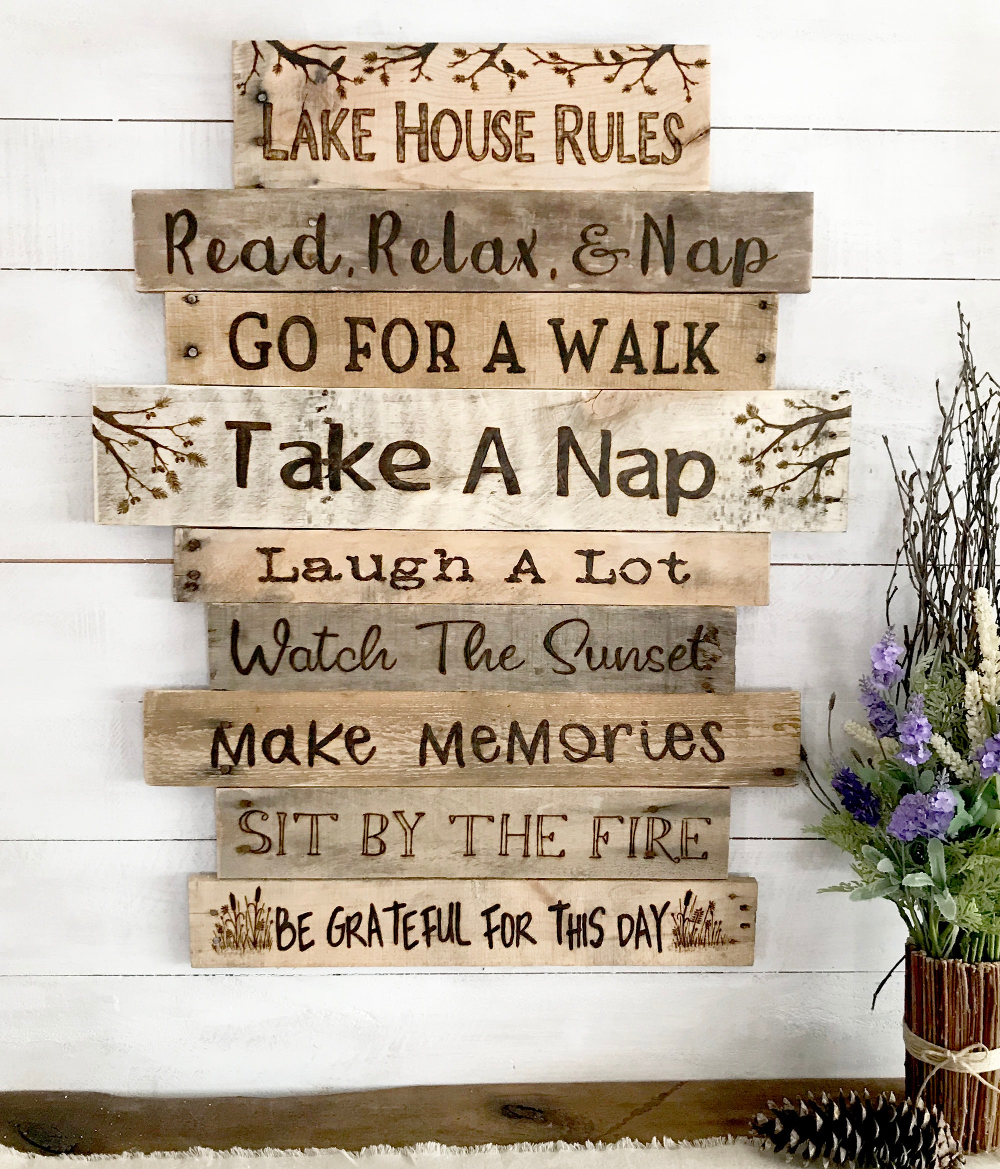 Lake House Rules Wall Decor Statement Wall Decor Wood Lake Etsy Canada