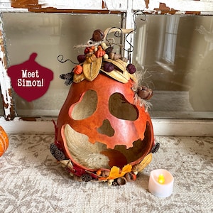 秋のひょうたん、ハロウィーンのカボチャの飾り、ジャックランタンの飾り、ひょうたんのカボチャ、気まぐれな秋の装飾、彫刻されたひょうたんのアート、キャンドル付きカボチャ