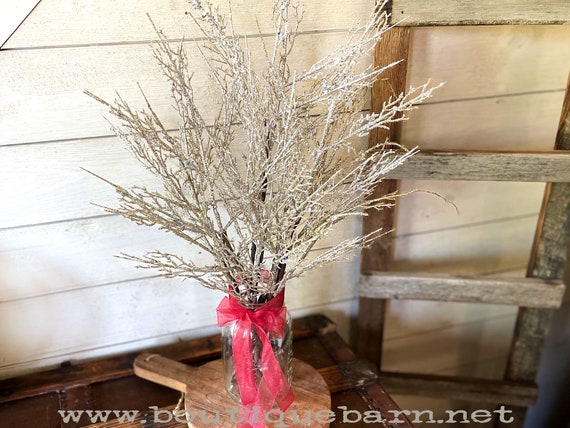 Christmas Floral Arrangement, Winter Centerpiece, Glitter Branches, Faux  Branches for Vase, Winter Branches, Christmas Picks, Twig Tree 