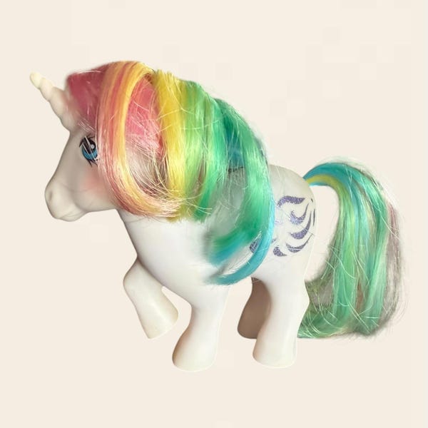 My Little Pony MLP G1 Rainbow Ponies de 1984, Unicornio Ventoso Blanco, Hasbro