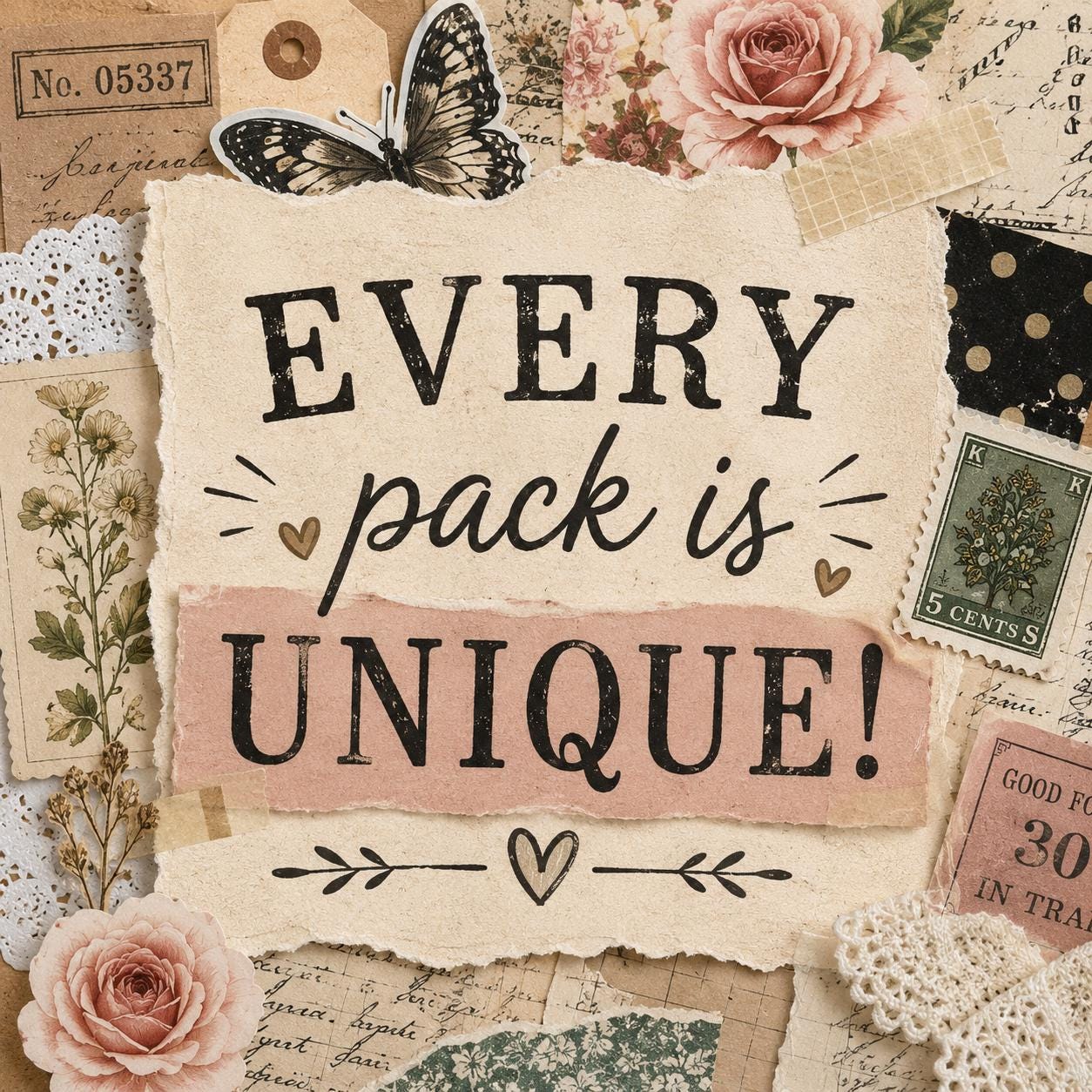 Vintage Ephemera Mystery Pack | Junk Journal, Scrapbook Paper Collage ...