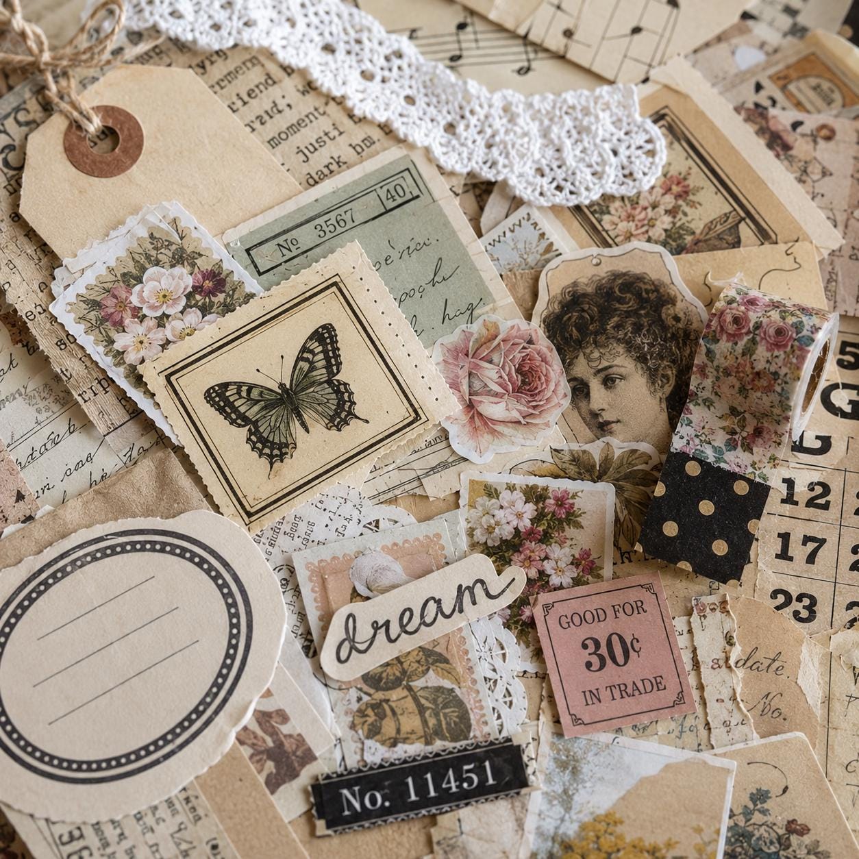 Vintage Ephemera Mystery Pack | Junk Journal, Scrapbook Paper Collage ...