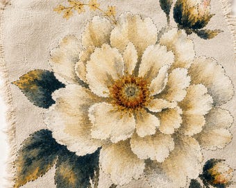 Parche de tela floral blanco en acuarela – Aplicación de estilo vintage cottagecore