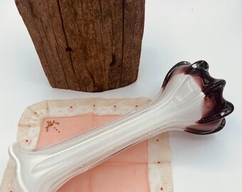 Antico vaso a forma di tulipano in vetro soffiato a mano, stile Art Nouveau