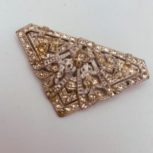 Large Antique Art Deco Rhinestone Silver Tone Brooch