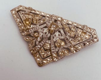 Große antike Art Deco Strass Brosche