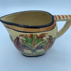 Vintage Yellow Japanese Handpainted Ceramic Pitcher