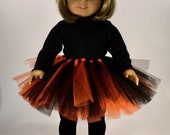Halloween Doll Tutu American made to Fit 18 quot Girl Doll - Black and Orange