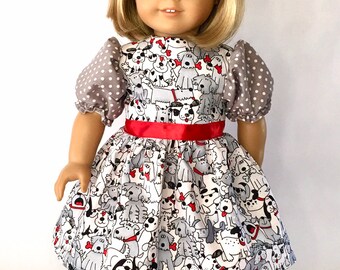 Puppy Dogs Doll Dress fits 18 inch doll Black, Gray and White