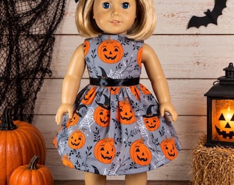 Vestido de Halloween para muñeca, apto para muñecas de 18 pulgadas. Calabazas de Halloween.