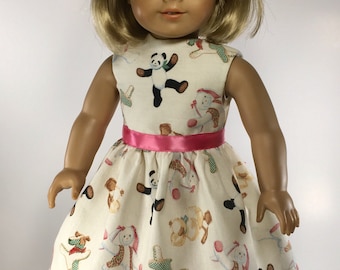 Doll Dress Fits 18" Doll / Daisy Kingdom / Animal Toss / Teddy Bears / Bunnies / Ducks