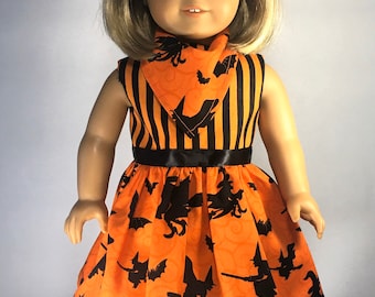 HALLOWEEN WITCHES and STRIPES Doll Dress fits 18 inch Doll