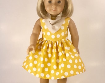 Polka Dot Doll Dress with Bandana, Fits 18 inch Dolls