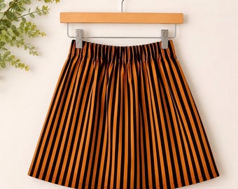 Girls Skirt / Fall Halloween Orange and Black Sizes 5, 6 and 7