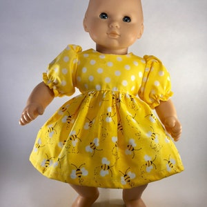 Bees and Polka Dots Doll Dress made to fit 15 inch Baby Doll