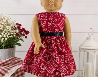 Ropa para muñecas de 45 cm, tela de algodón con estampado de pañuelo rojo