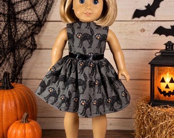 Vestido de gato negro para muñeca de Halloween, tela de algodón, ropa para muñeca de 45 cm (18 pulgadas)