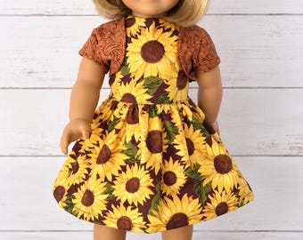 Vestido de girasoles para muñeca de 45 cm (18 pulgadas) / Otoño / Día de Acción de Gracias