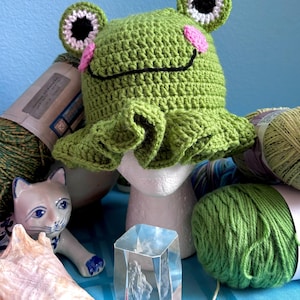 Grüner Rüschen Frosch häkeln Fischer-Hut