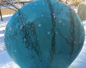 TURQUOISE MANIA, Falling Snow, Abstract, Ceramic Clay, Solid Oval Piece, Southwestern, Horsehair fired, Home Decor, House or wedding gift,