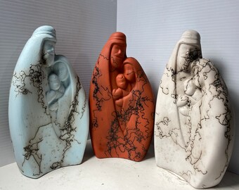 JUST RELEASED, Nativity Scene, Jesus, Mary, Joseph, Christian, Christmas gift, Holiday decor, Horsehair fired, faith, holy land