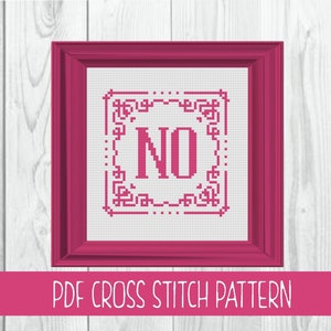 No Cross Stitch Pattern - 2 color variations | Snarky cross stitch | Subversive cross stitch |
