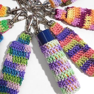 Handmade Crochet Lip Balm Holder - Keychain Chapstick Holder with Clasp
