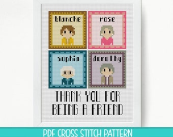 Golden Girls Stamp Frame Cross Stitch Pattern
