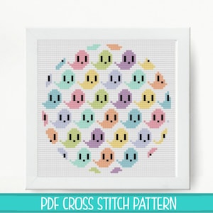 Pastel Ghost Circle Cross Stitch Pattern