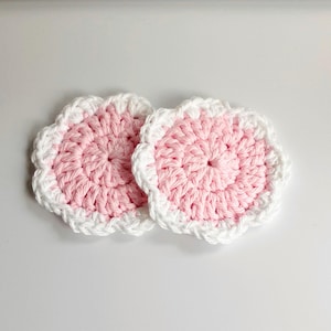 Crochet Flower Doily Car Coaster Set of 2,  Pink Car Coasters, Cottagecore Coaster, Gift For Her, Cute Pink Car Decor, Coquette Car Coaster