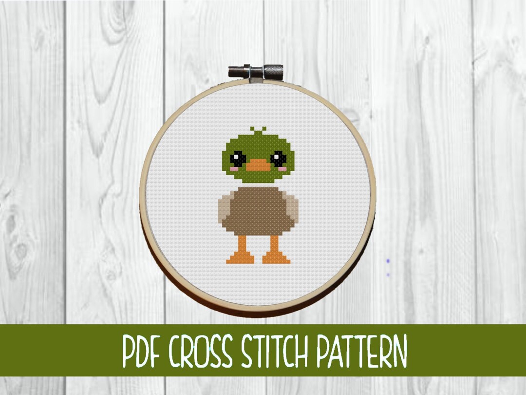 Duckie Cross Stitch Pattern Mallard Duck Cross Stitch Kawaii Cute Chibi