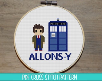 Doctor Who 10th Large Cross Stitch Pattern (3 Quote Variations)