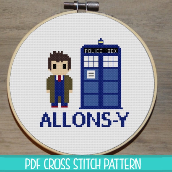 Doctor Who 10th Large Cross Stitch Pattern (3 Quote Variations)