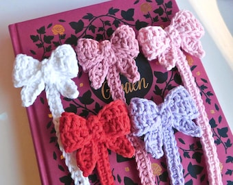 Crochet Bow Bookmark, Cotton Reader Gift