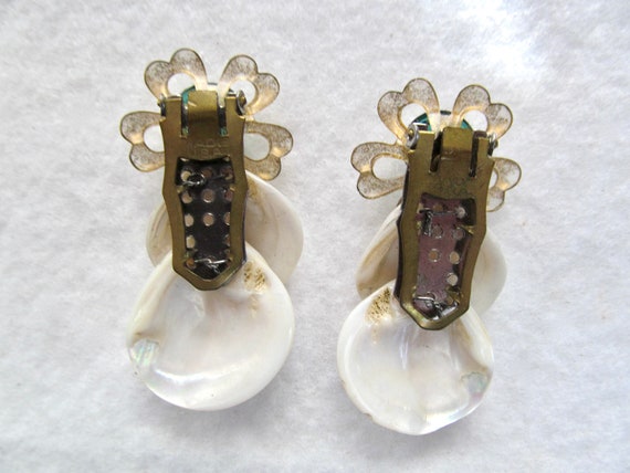 Unique Pair Vintage Large Mother of Pearl Shell &… - image 2