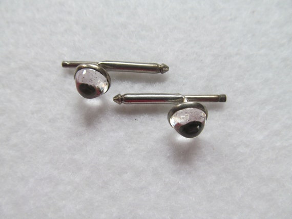 Vintage SPRING CUFF LINKS with Clear Dome Top #38-5