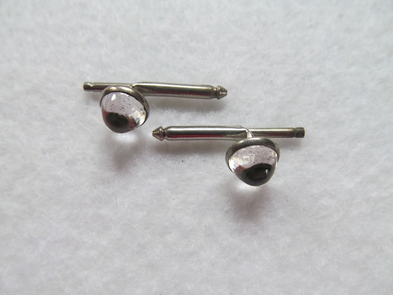 Vintage SPRING CUFF LINKS with Clear Dome Top #38-5