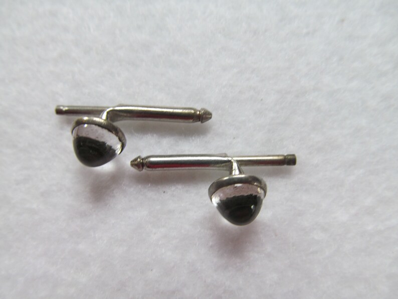 Vintage SPRING CUFF LINKS with Clear Dome Top #38-5
