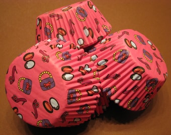 50 Premium Pink Fashion Shoe Purse Diva Cupcake Wrapper/ Baking Cups/ Cupcake Liners