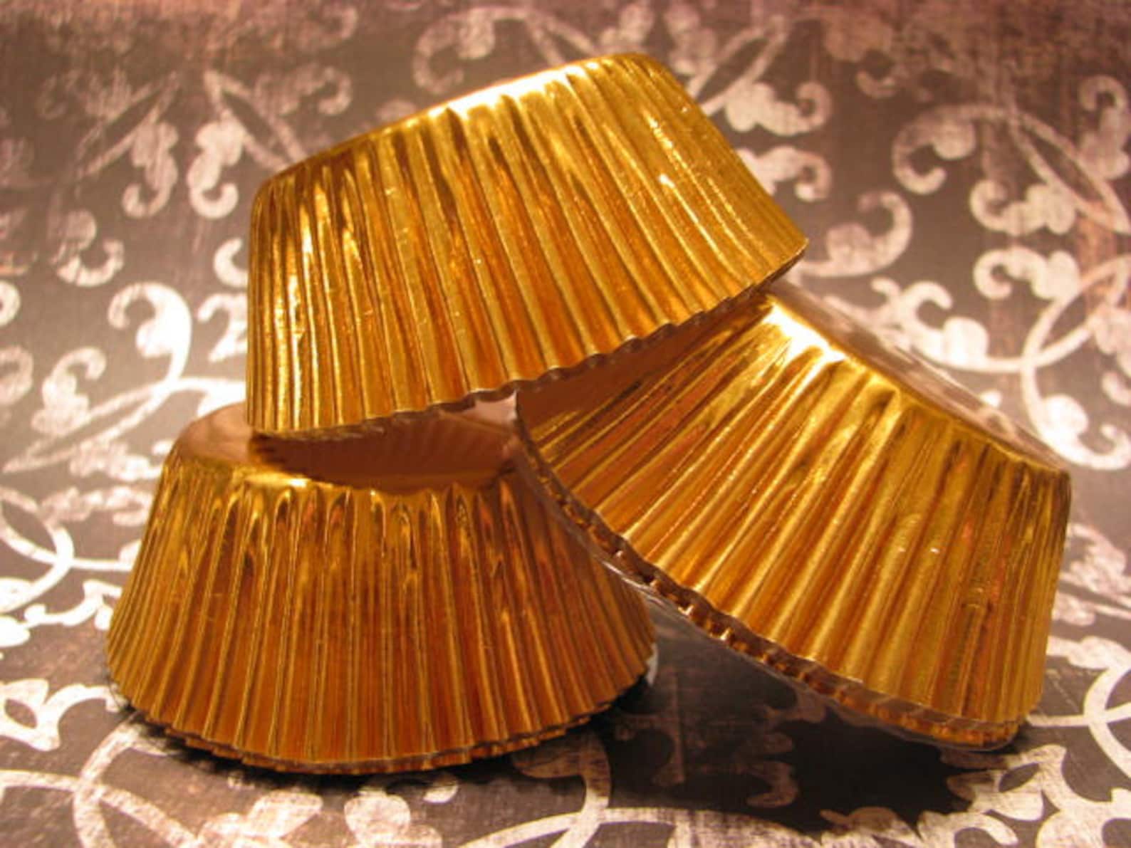 50 Gold Foil Baking Cups/ Gold Cupcake Wrappers/ Gold Cupcake Etsy