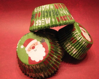 50 Premium Santa Christmas Holiday Cupcake Wrappers/ Baking Cups/ Cupcake Liners