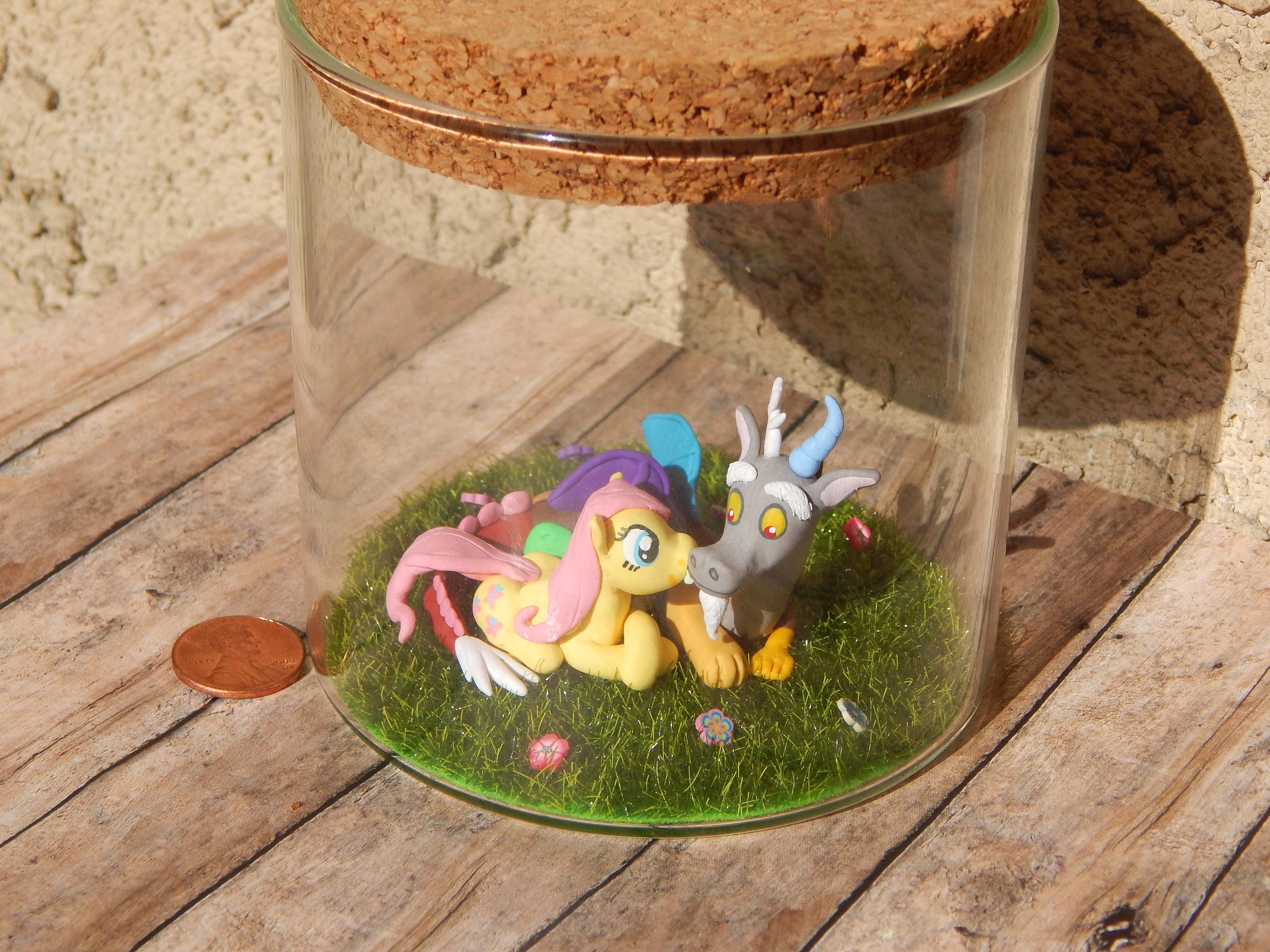 Fluttershy And Discord Large Bottle Terrarium Fairy Garden Fluttershy And Discord Large Bottle Terrarium Fairy Garden Polymer Clay Mlp My Little Pony
